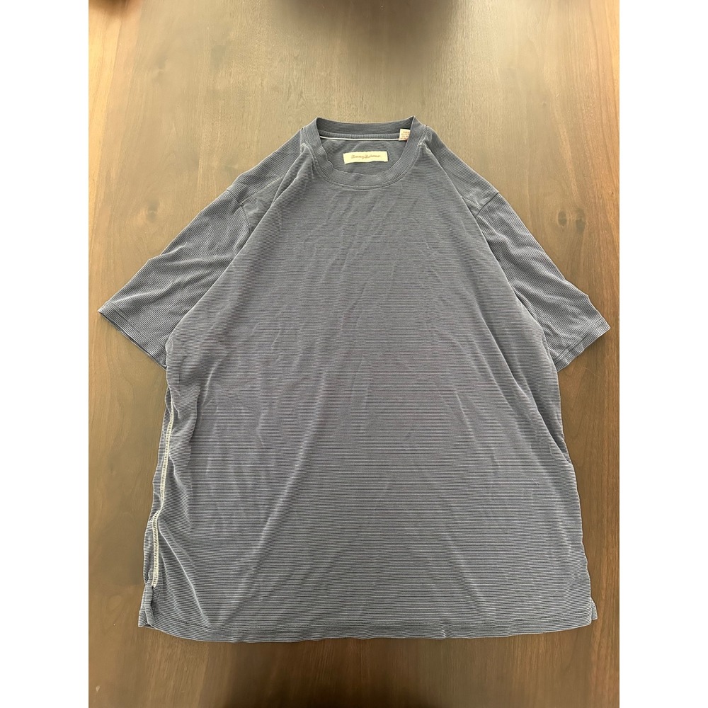 Tommy Bahama Mens XXL Blue Micro Ribbed Modal Blend Short Sleeve T-Shirt
